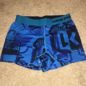 Blue Patterned Nike Pro Compression Shorts